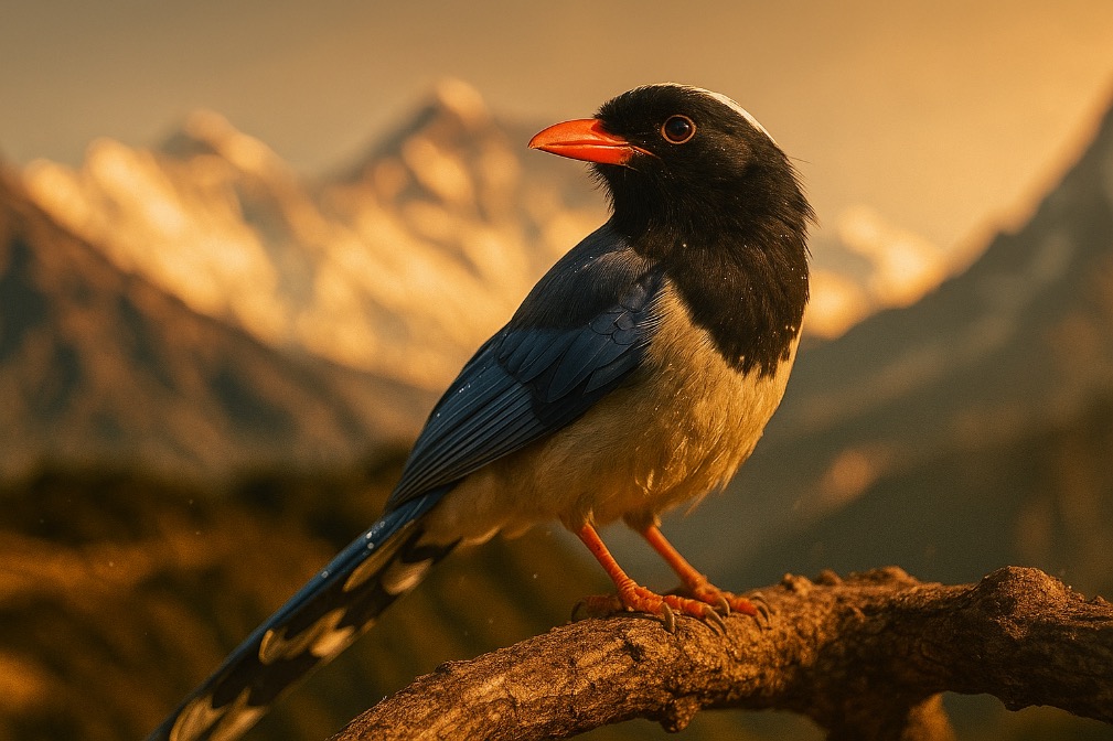 इंसानों को भी सामाजिकता सिखा सकता है, पहाड़ों में दिखने वाला नीली लालगोटी मैगपाई
